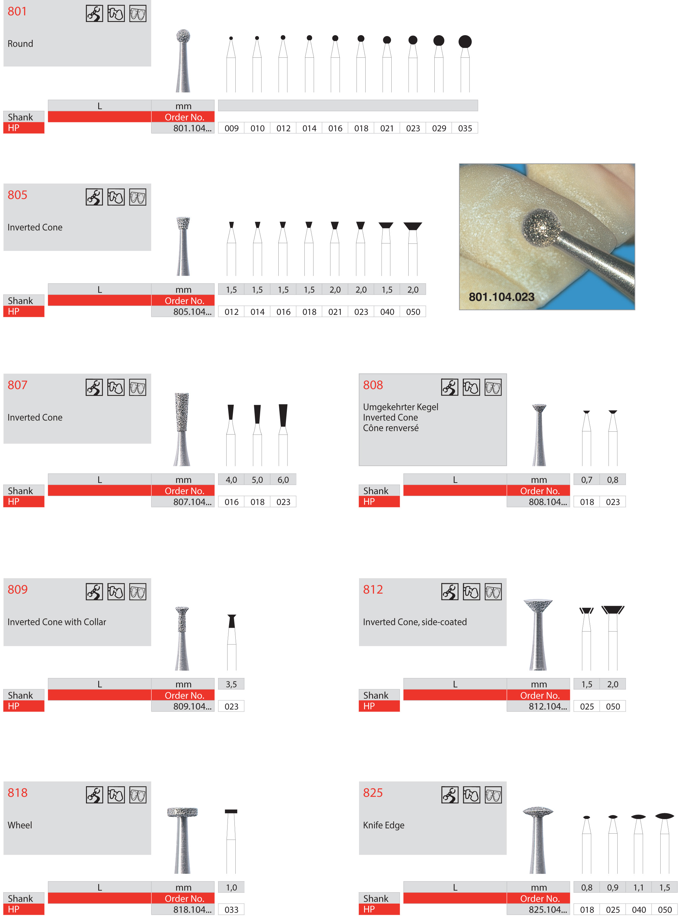 Edenta-Diamond-Bur-H/P-Inverted-Cone-3/Pkg